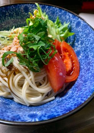 もずく酢を使ったサラダ風そうめん-レシピのメイン写真