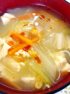 【減塩レシピ】くずし豆腐のピリ辛スープ-レシピのメイン写真