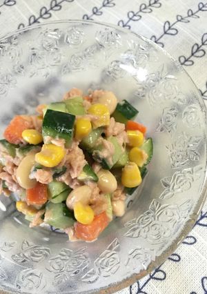 オイル控えめ ツナと大豆のオーロラサラダ-レシピのメイン写真