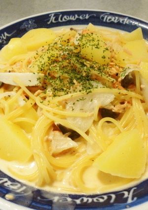 手鍋ひとつでサーモンクリームパスタ♡-レシピのメイン写真