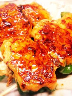 絶品!ピーマンの肉詰め風つくね焼き鳥-レシピのメイン写真