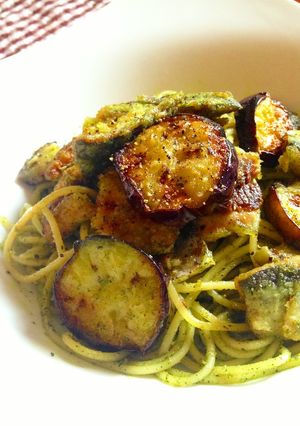 秋刀魚と秋茄子の青じそジェノベーゼパスタ-レシピのメイン写真