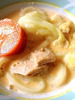 豆乳鍋の残りで…カルボ風つけうどん♡-レシピのメイン写真