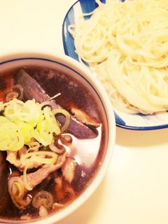鴨南蛮風!ナスと豚肉の簡単つけ麺-レシピのメイン写真