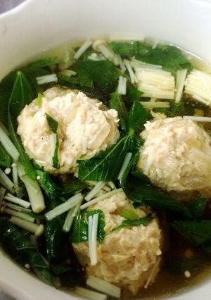 モロヘイヤと鶏団子のスープ-レシピのメイン写真