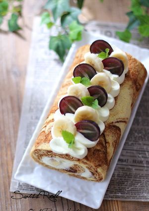 バナナクリームのマーブルロールケーキ♡-レシピのメイン写真