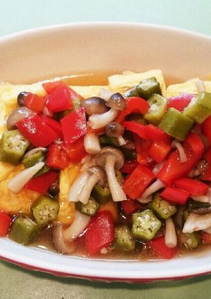 彩り野菜の甘酢餡掛け卵焼き-レシピのメイン写真