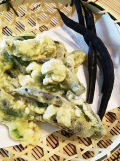 紫のいんげん★かき揚げ天ぷら♪-レシピのメイン写真