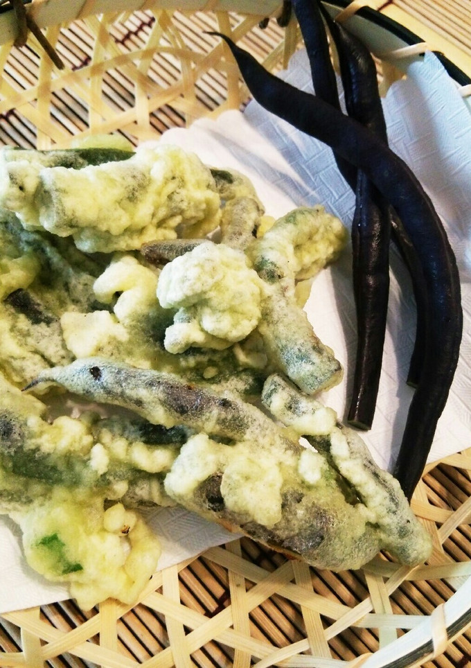 紫のいんげん★かき揚げ天ぷら♪-レシピのメイン写真