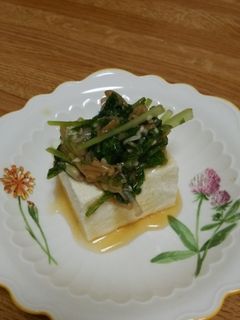 冷奴~菜っ葉とナメタケゴマ風味。-レシピのメイン写真