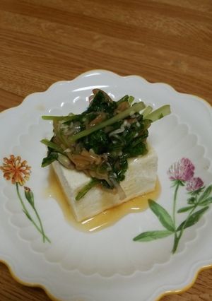 冷奴～菜っ葉とナメタケゴマ風味。-レシピのメイン写真