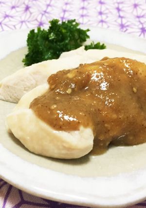 ダイエットにも◎蒸しササミのごま味噌かけ-レシピのメイン写真