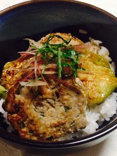 いわしハンバーグ&白ナスの照り焼き丼-レシピのメイン写真