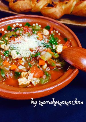 雑穀豆入❤️食べる野菜トマトスープ-レシピのメイン写真
