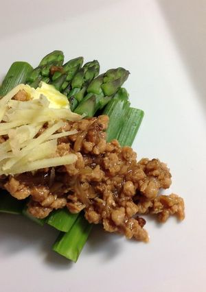 【惣菜】アスパラガスのそぼろ餡かけ-レシピのメイン写真