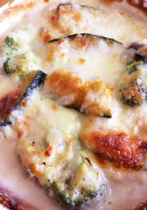 ハロウィンにかぼちゃ鶏胸キノコのグラタン-レシピのメイン写真