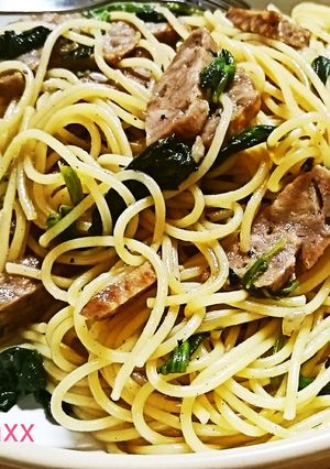 冷凍ハンバーグとほうれん草でパスタ!!-レシピのメイン写真