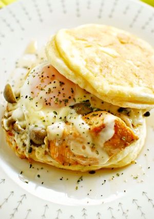 Wとろ～り甘辛味の焼鮭のせ朝食パンケーキ-レシピのメイン写真