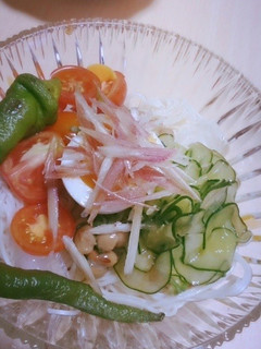 キュウリとミニトマトのぶっかけ素麺-レシピのメイン写真