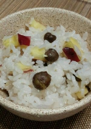 秋の炊き込み御飯～お芋とむかご-レシピのメイン写真