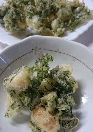 カリっホクッ♪しその衣でにんにくの天ぷら-レシピのメイン写真