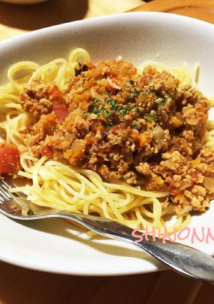 高野豆腐で♪野菜たっぷりミートソース-レシピのメイン写真