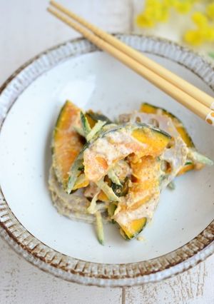 れんこんとかぼちゃのごまマヨ和え-レシピのメイン写真