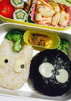 簡単！キャラ弁 トトロ♡まっくろくろすけ-レシピのメイン写真