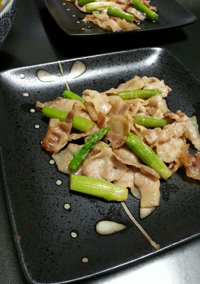 アスパラと豚肉のマヨつゆ炒め-レシピのメイン写真