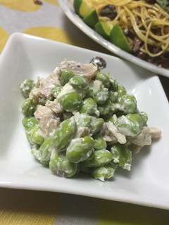 簡単!鶏もも肉と枝豆のクリームチーズ和え-レシピのメイン写真