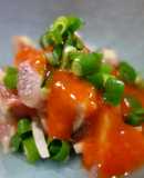 秋刀魚の薬味和え・ピリ辛酢味噌たれで