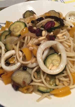 ★いか野菜木の実賑やか秋のペペロンチーノ-レシピのメイン写真