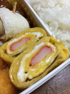 お弁当 カニかま巻いたたまご焼き-レシピのメイン写真