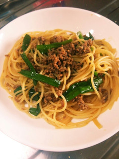 ひき肉とニラのパスタ柚子胡椒風味-レシピのメイン写真