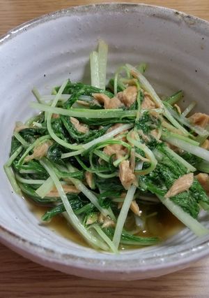 速攻で副菜！水菜とツナのサッと煮♪-レシピのメイン写真