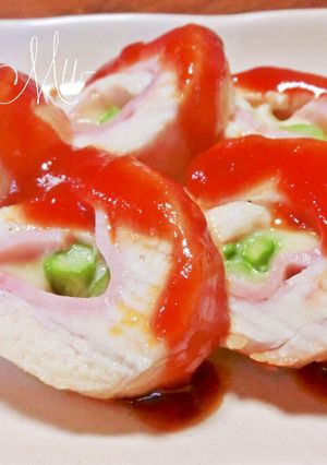 チキンロール♡ハムとチーズとアスパラで♫-レシピのメイン写真