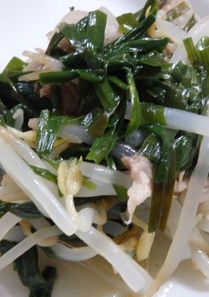 トースターパンを使って　ニラ・豚肉炒め-レシピのメイン写真