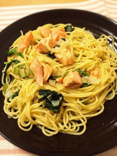 サーモンとほうれん草のクリームパスタ-レシピのメイン写真