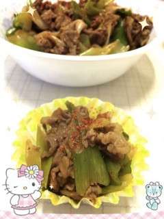 弁当に牛コマと長ネギ炒め〜(o˘◡˘o)-レシピのメイン写真