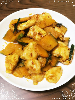 鶏胸肉とカボチャのガリバタ炒め-レシピのメイン写真