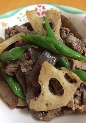 れんこん 牛肉 コンニャクの和えもの-レシピのメイン写真