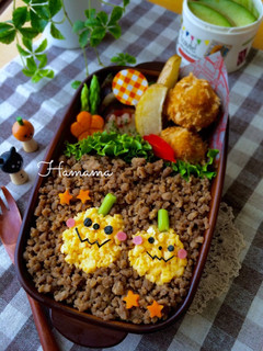 簡単キャラ弁♡そぼろと炒り卵でハロウィン-レシピのメイン写真