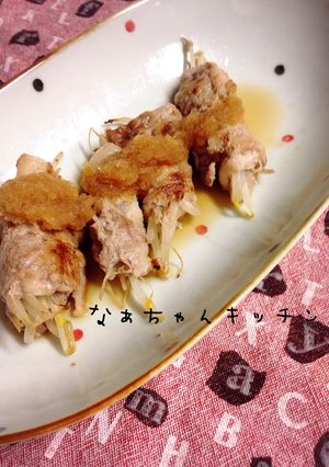 豚小間で〜おろしポン酢かけもやしロール-レシピのメイン写真