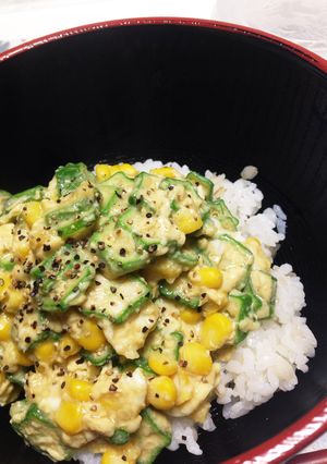 とろとろ卵のおくらコーン丼-レシピのメイン写真