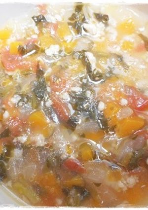 離乳食後期　鶏ミンチと野菜のトマトスープ-レシピのメイン写真