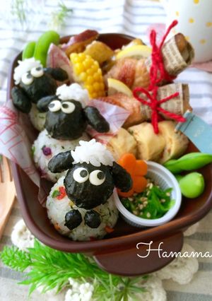 まん丸おにぎりでひつじのショーンキャラ弁-レシピのメイン写真