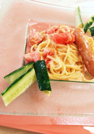 牛乳無くて→シーザー☆明太トマトパスタ-レシピのメイン写真