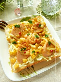 魚ニソ×コーン・キャベ さっぱりトースト-レシピのメイン写真