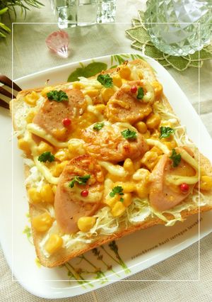 魚ニソ×コーン・キャベ　さっぱりトースト-レシピのメイン写真