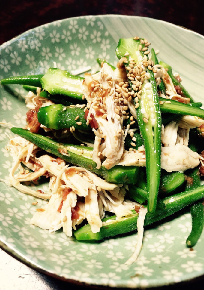 さっぱり☆オクラと蒸し鶏の梅おかか和え-レシピのメイン写真